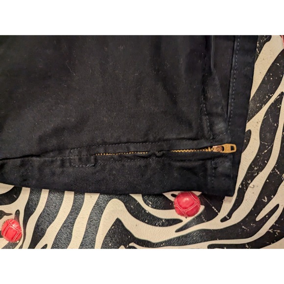 American Apparel USA made black denim jean shorts womens 30/31 zipper leg accent - Picture 2 of 8